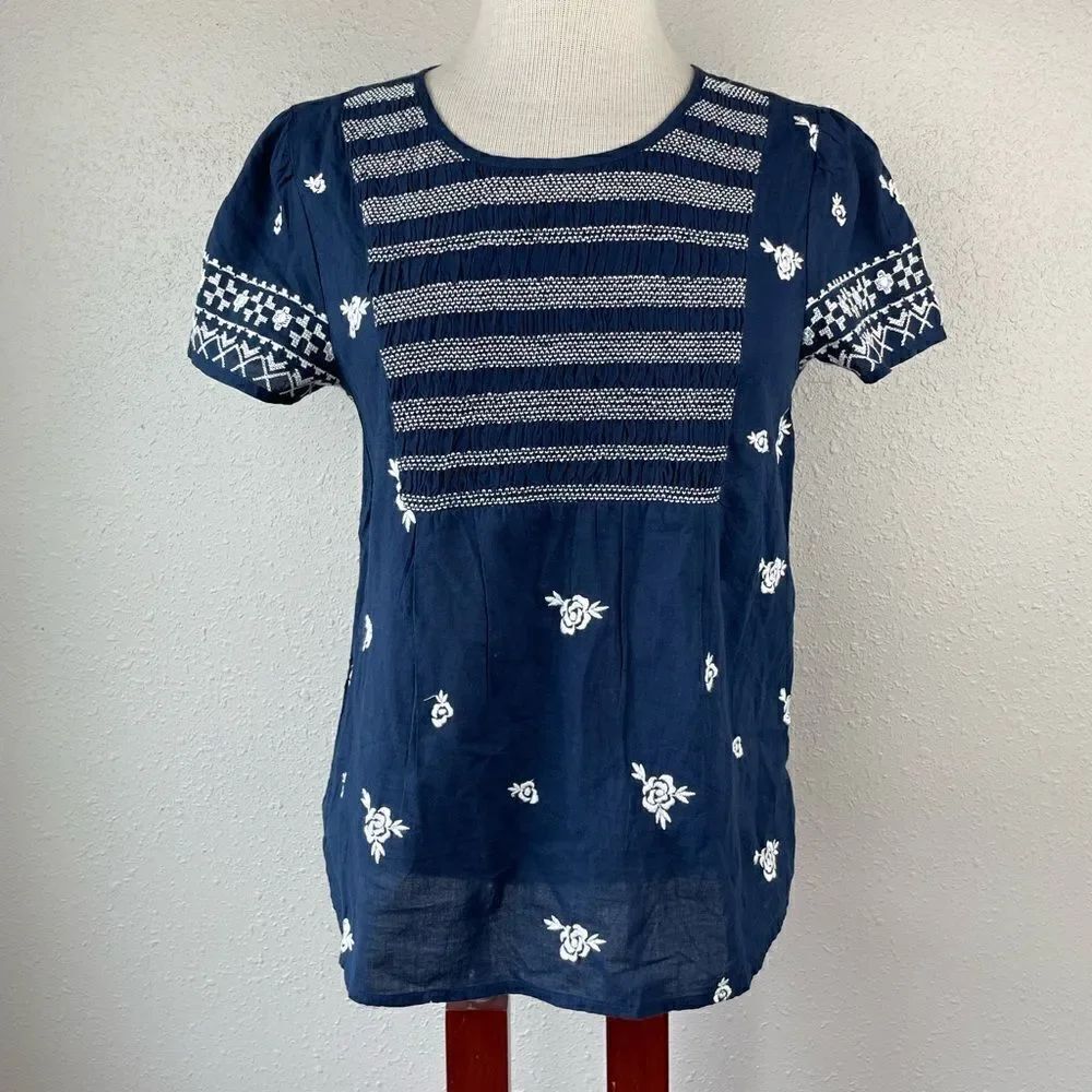 NWT Lucky Brand Navy Blue Tunic Top Size XS